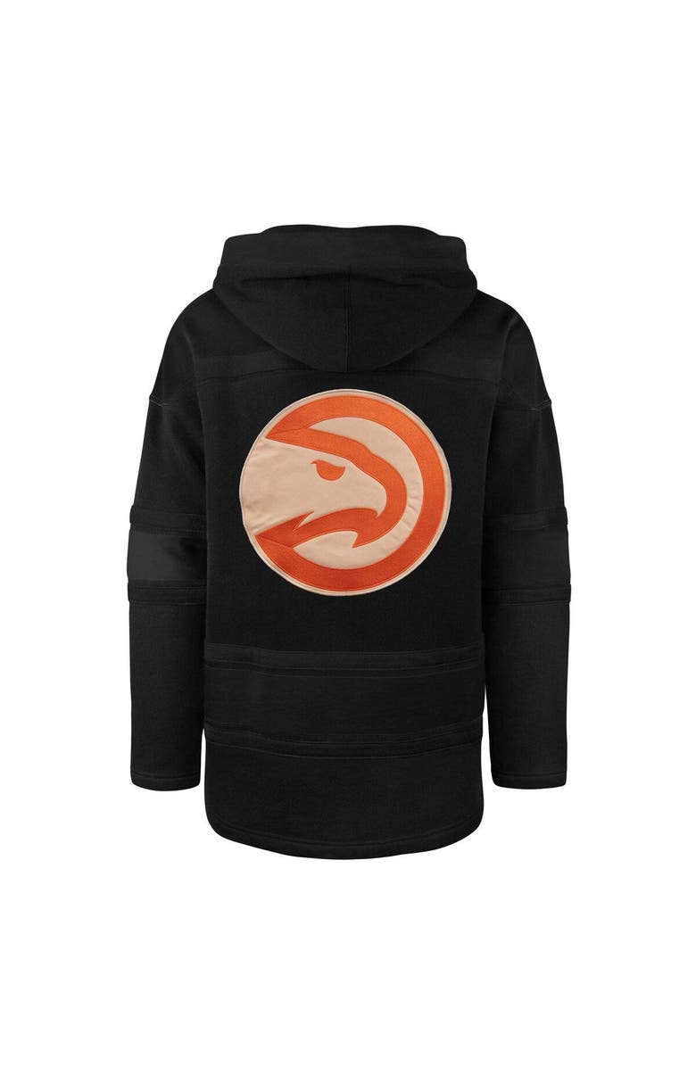'47 Men's '47 Black Atlanta Hawks 2022/23 Pregame MVP Lacer Pullover Hoodie - City Edition, Alternate, color, 