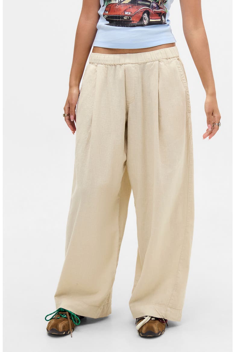 Bobbi Pleated Linen Cocoon Pants, Main, color, SAND