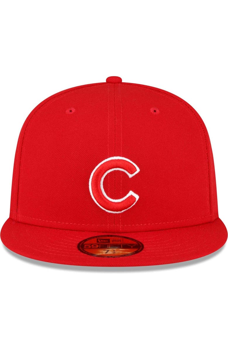 New Era Men's New Era Red Chicago Cubs Sidepatch 59FIFTY Fitted Hat, Alternate, color,