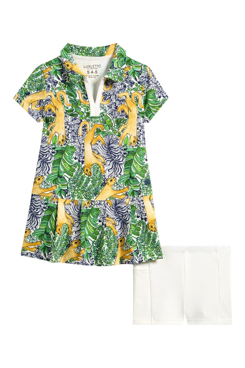 Kids' Mini Cayo Costa Performance Dress & Shorts Set, Main, color, MULTI LIL PALM PROWL