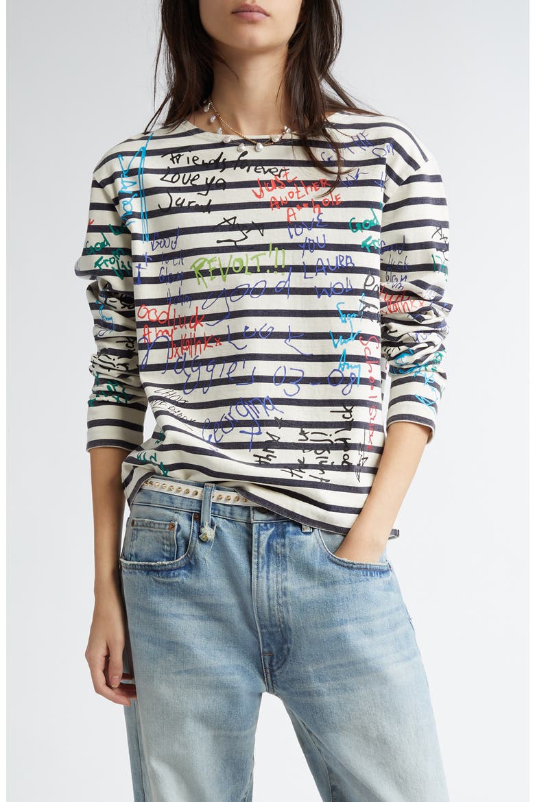 End of the Year Stripe Graphic T-Shirt, Main, color, NAVY/ECRU STRIPE SCRIBBLES
