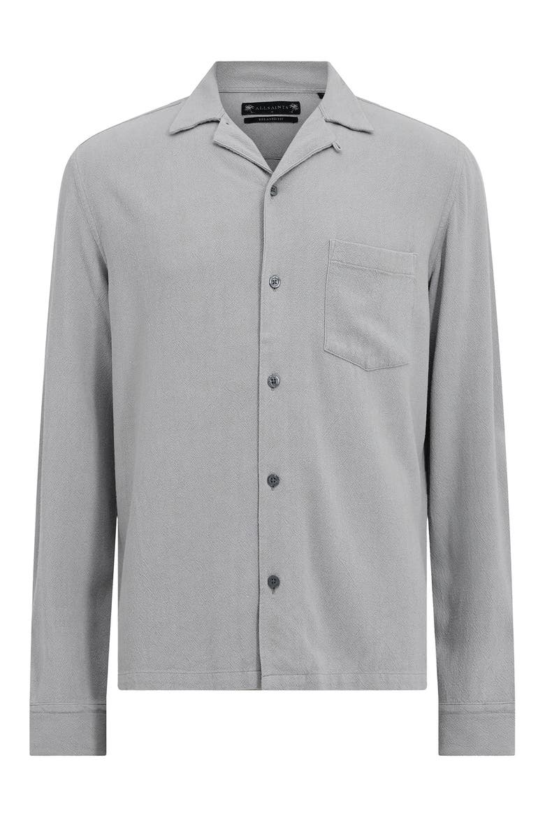 Cudi Textured Long Sleeve Camp Shirt, Alternate, color, RADIO GREY