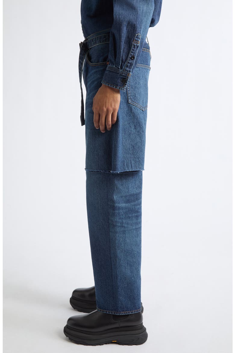 Sliced Belted Denim Jeans, Alternate, color, BLUE