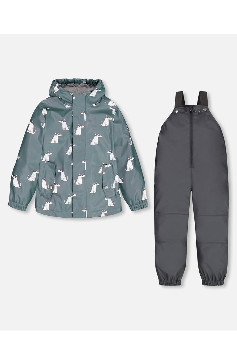Deux par Deux Little Boy's Changing Color Rain Set Green Printed Sunglasses Dogs, Main, color,