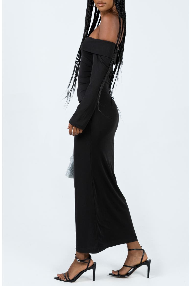 Maida Off the Shoulder Long Sleeve Maxi Dress, Alternate, color, BLACK