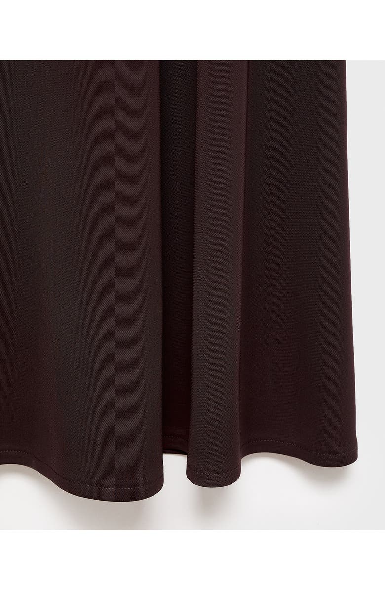 MANGO Asymmetric Neck Long Sleeve Midi Dress, Alternate, color, Brown