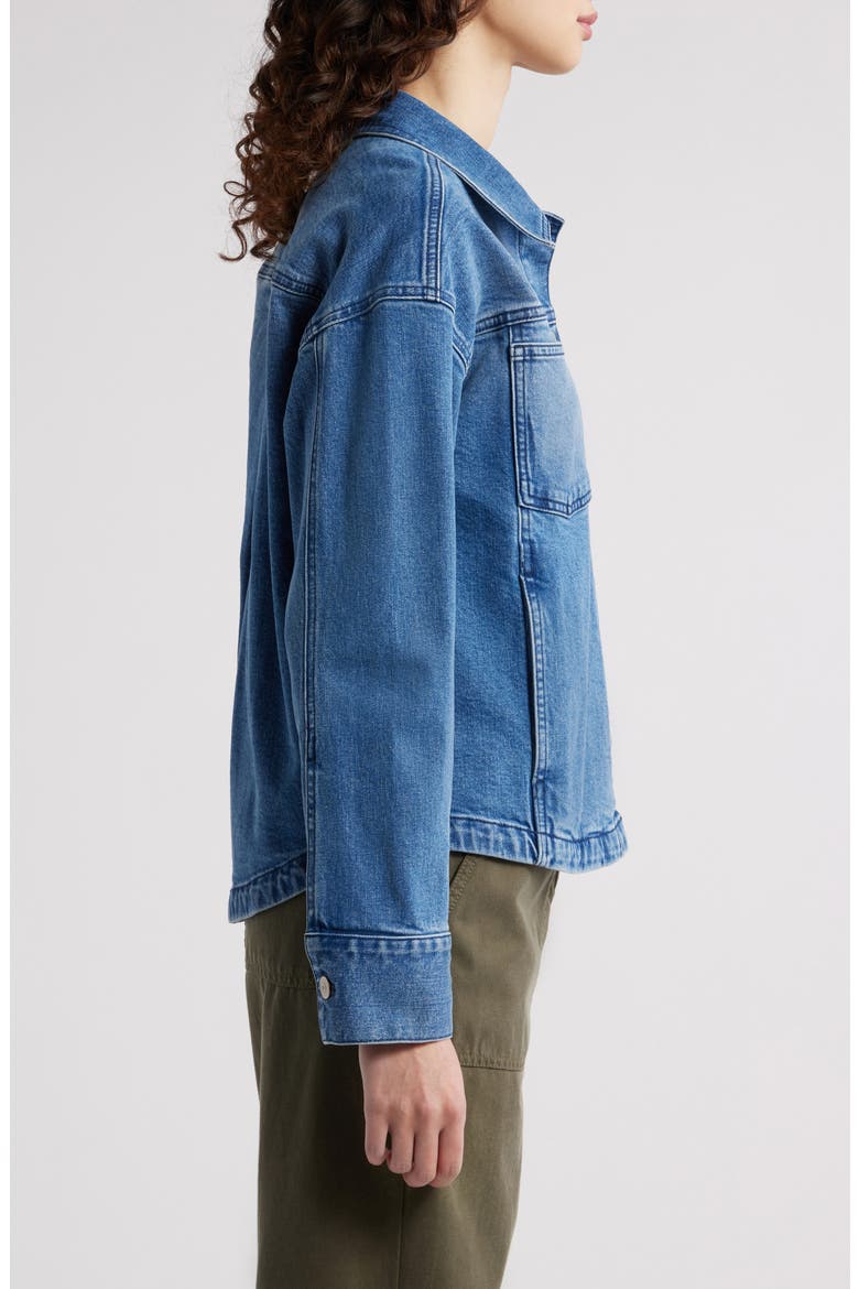 Back Pleat Denim Jacket, Alternate, color, MEDIUM WASH