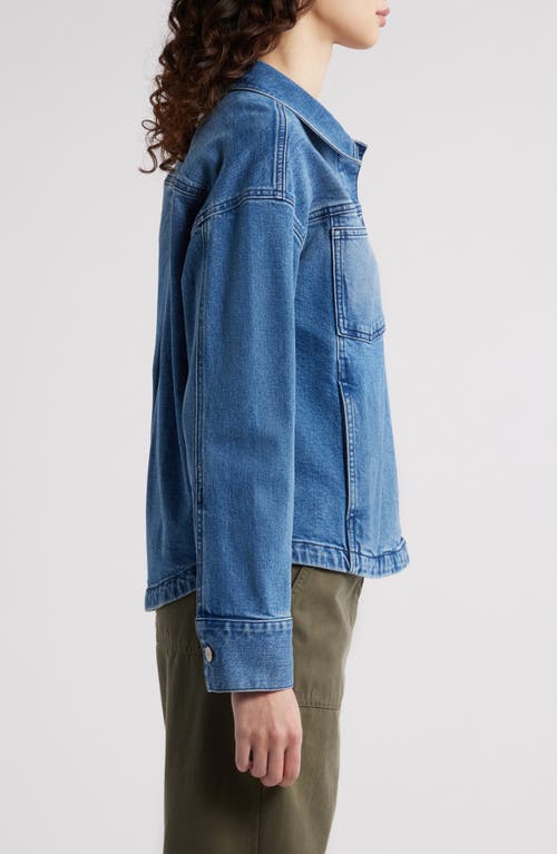 Shop Treasure & Bond Back Pleat Denim Jacket In Medium Wash