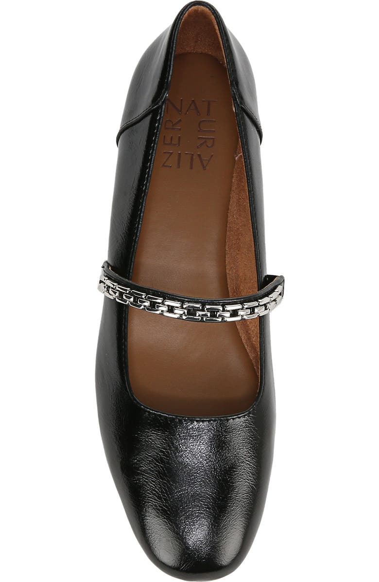 Naturalizer Kelly Chain Mary Jane Flat, Alternate, color, Black Faux Leather