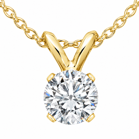 3/4ct Diamond Round Solitaire Necklace 14k Gold Pendant Lab Grown