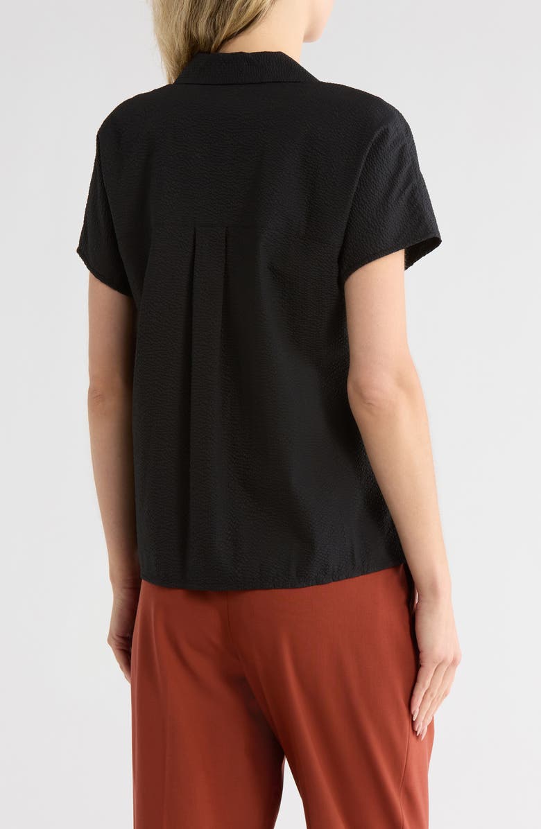 Theory Ralfinn Short Sleeve Seersucker Button-Up Shirt, Alternate, color, Black