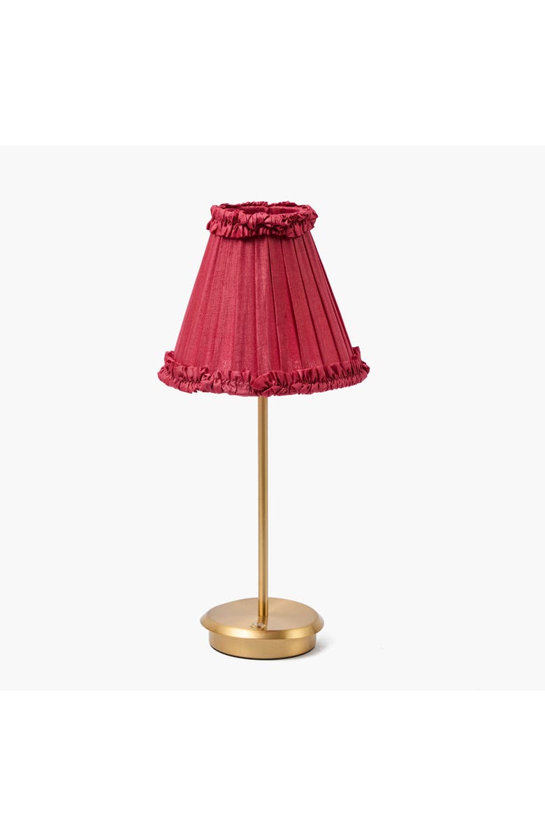 Mrs. Alice Burgundy Frilled Silk Lampshade, Alternate, color, Red