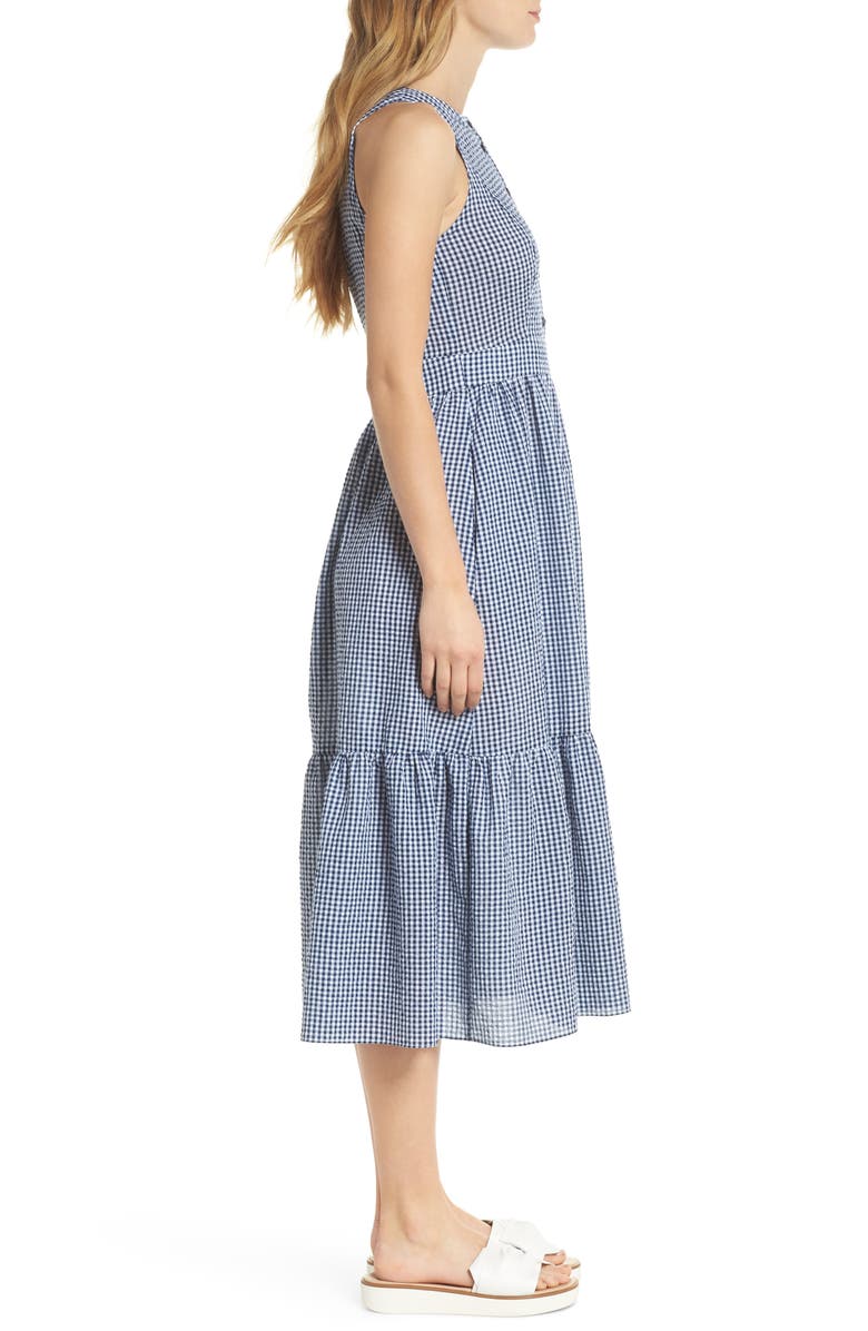 Gal Meets Glam Collection Ardith Gingham Fit & Flare Midi Dress, Alternate, color,