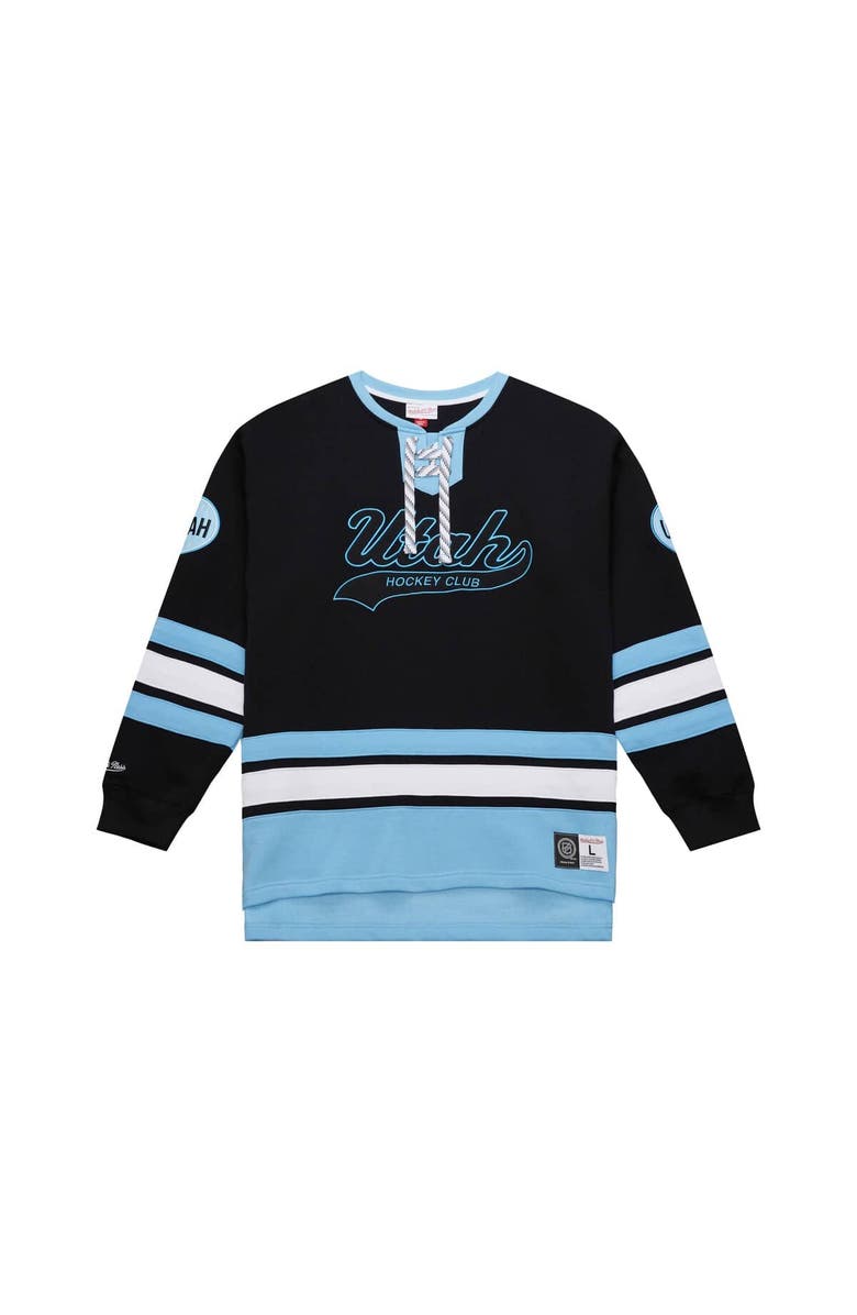 Mitchell & Ness Men's Mitchell & Ness Black Utah Mammoth Heritage Lace-Up Pullover Sweatshirt, Alternate, color, Black