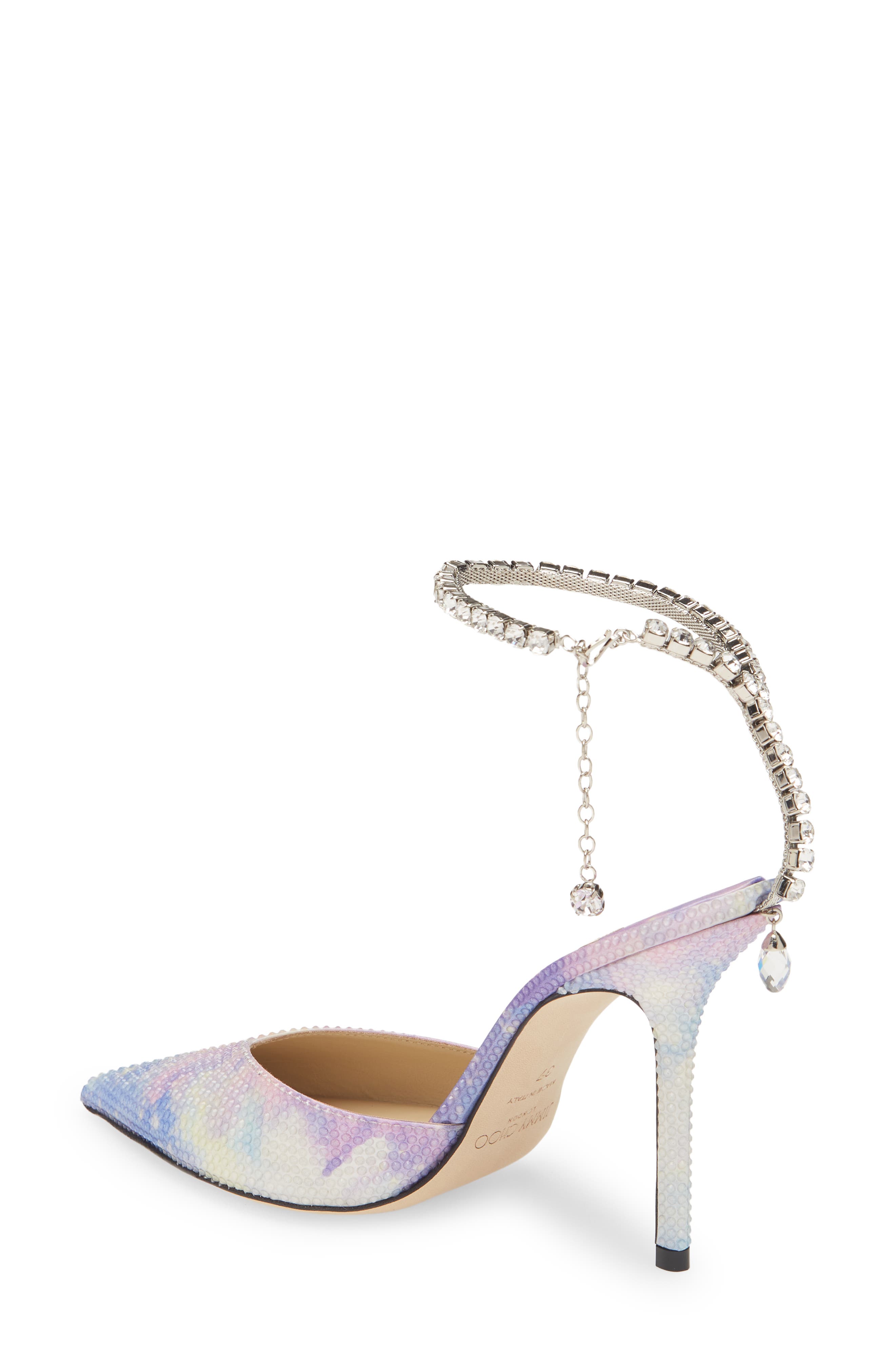 Jimmy Choo Saeda Bubble Crystal Ankle Strap Pointed Toe Pump, Alternate, color, 