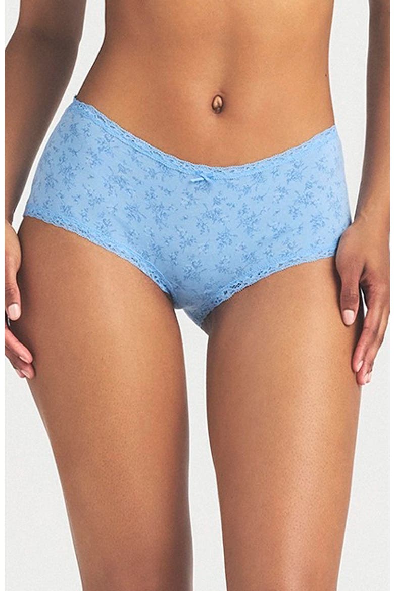 Lace Trim Boyshorts, Main, color, SURF DAINTY FLORAL