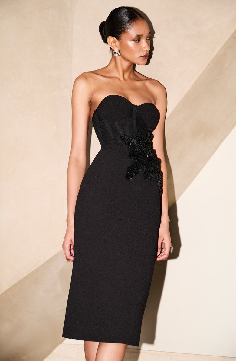 HELSI Stella Sequin Strapless Cocktail Dress, Alternate, color, Black