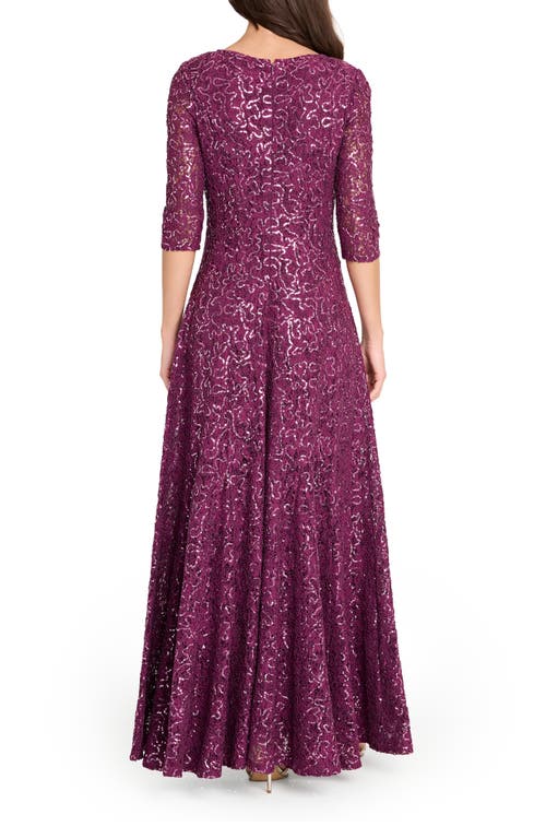 Tahari Asl Sequin Flare Gown In Purple
