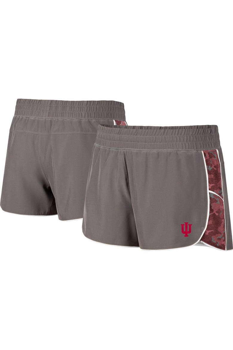 Women's Colosseum Gray/Crimson Indiana Hoosiers Pamela Lined Shorts, Main, color, Gray