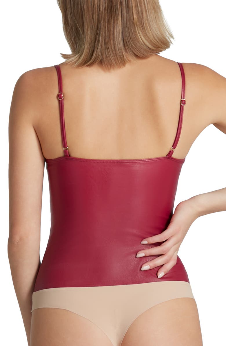 Commando Faux Leather Camisole Bodysuit, Alternate, color, Raspberry