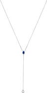 Haus of Brilliance Sterling Silver Created Blue Sapphire and Diamond Accent Y Necklace