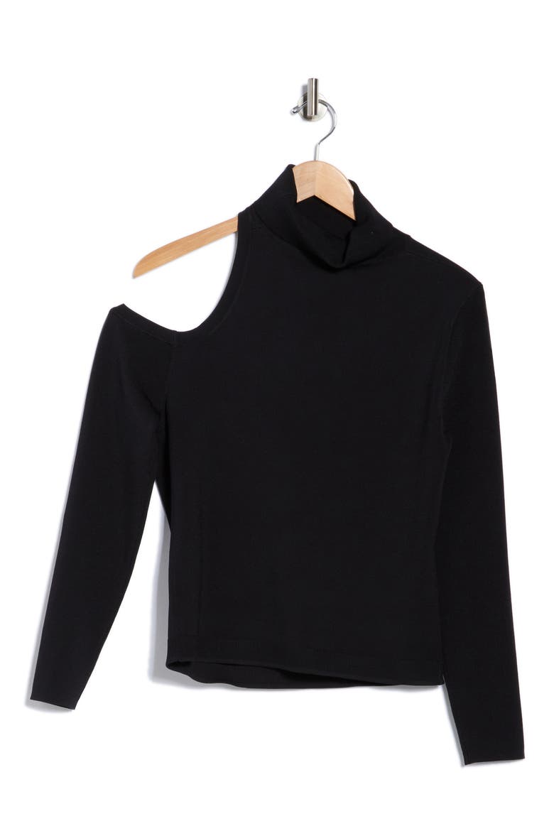 Azia Cutout Long Sleeve Turtleneck Top, Alternate, color, BLACK