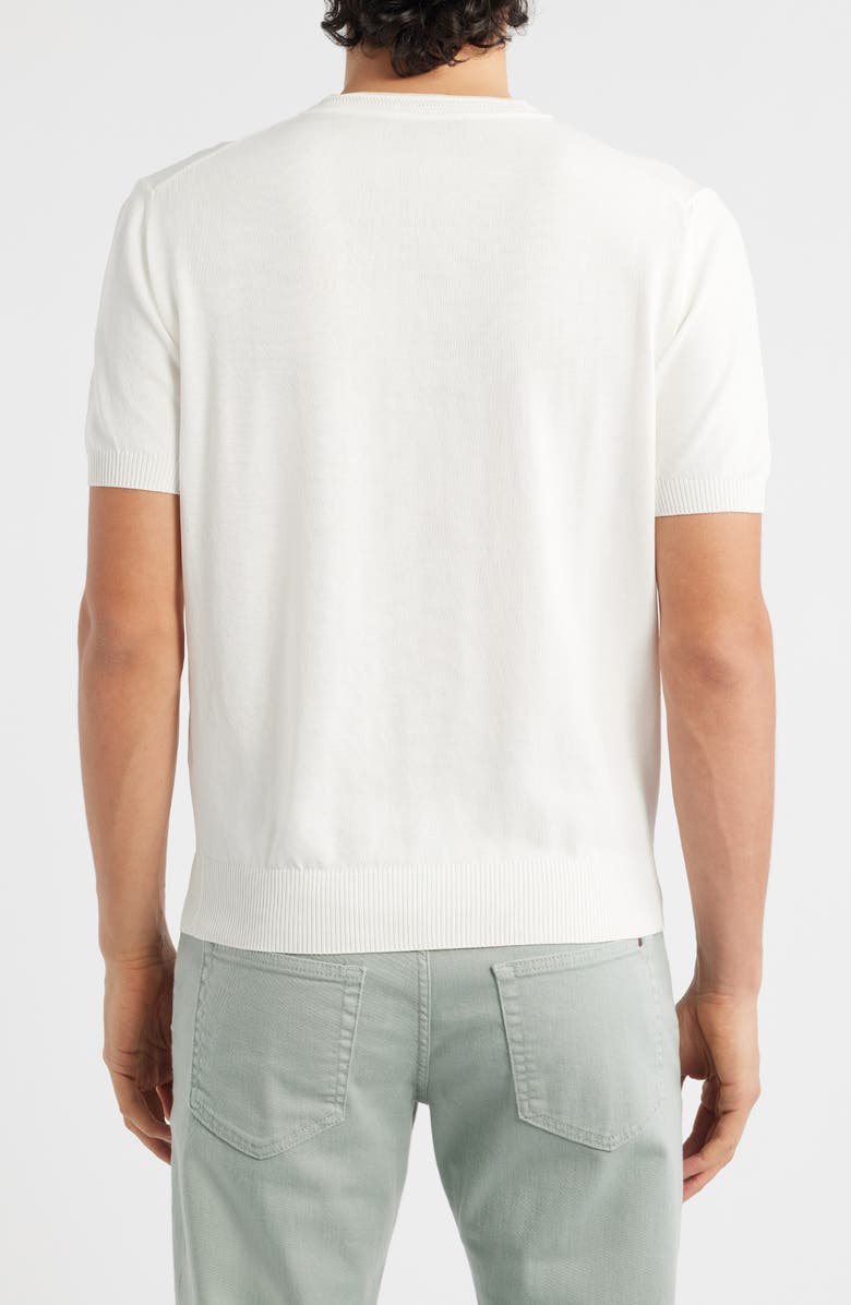 Canali Short Sleeve Cotton Crewneck Sweater, Alternate, color, White