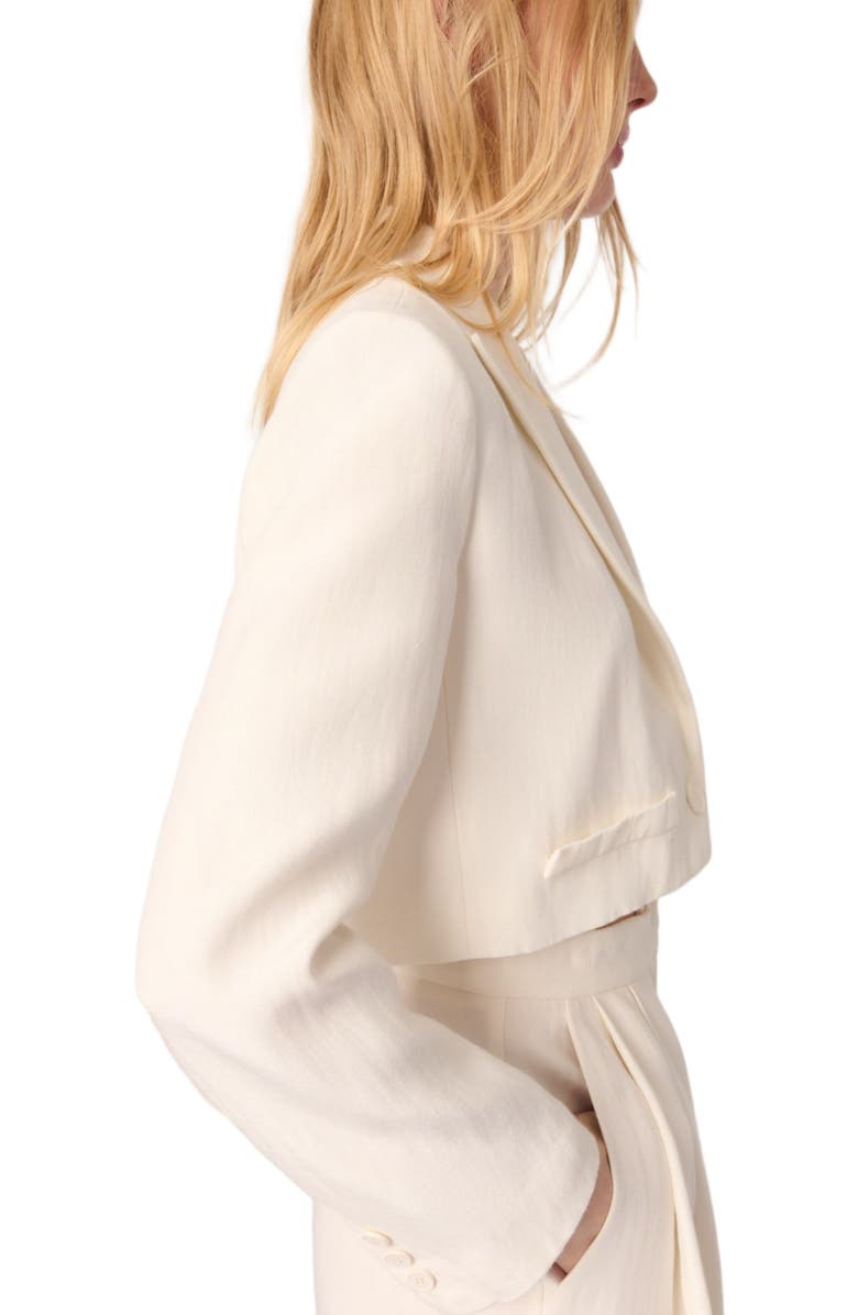 maje Cropped suit jacket, Alternate, color, Ecru