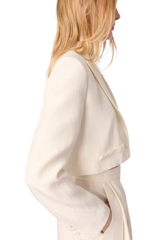 Shop Maje Cropped Suit Jacket In Ecru