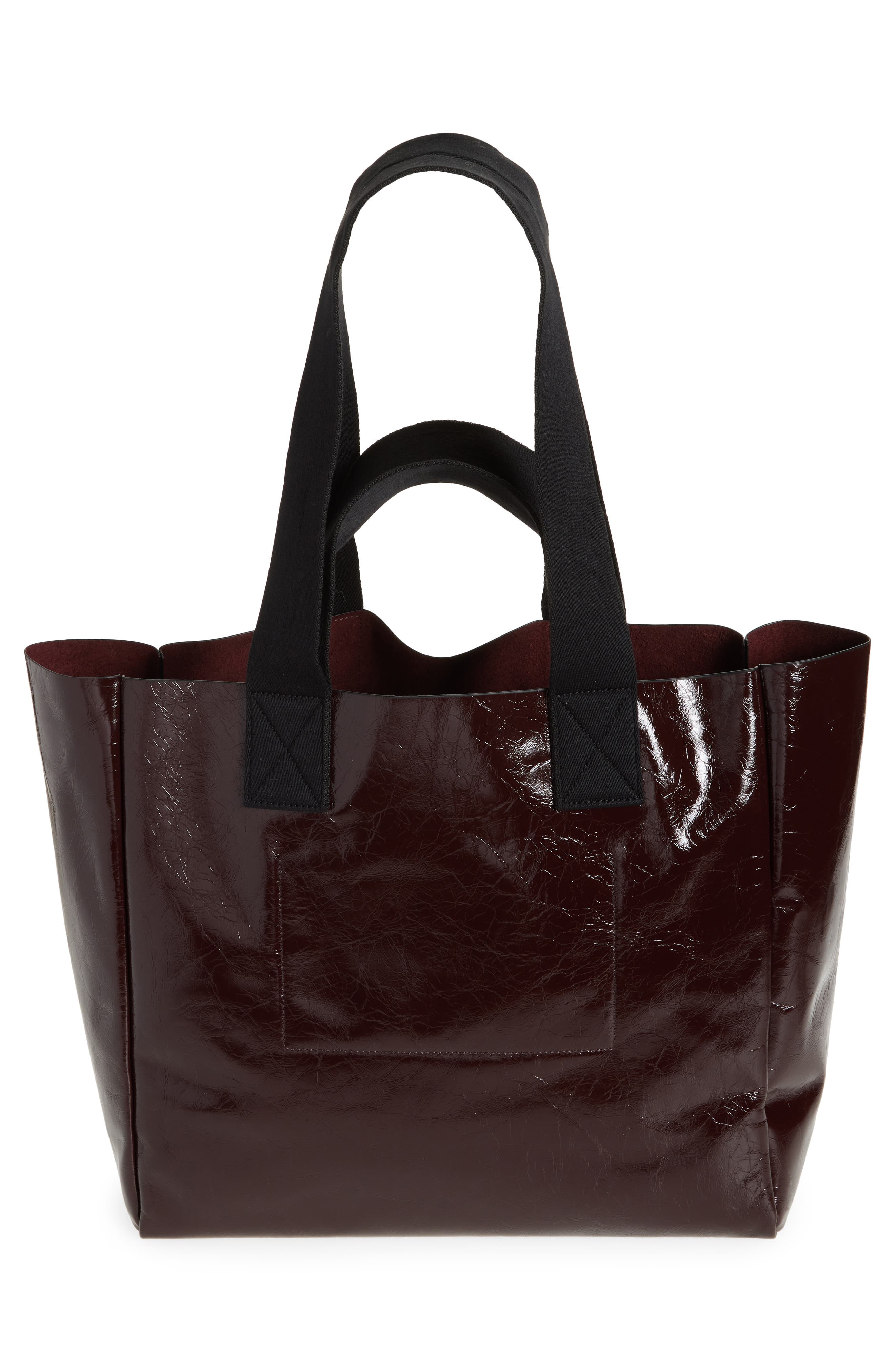 AllSaints Izzy Patent Leather Tote, Alternate, color, 