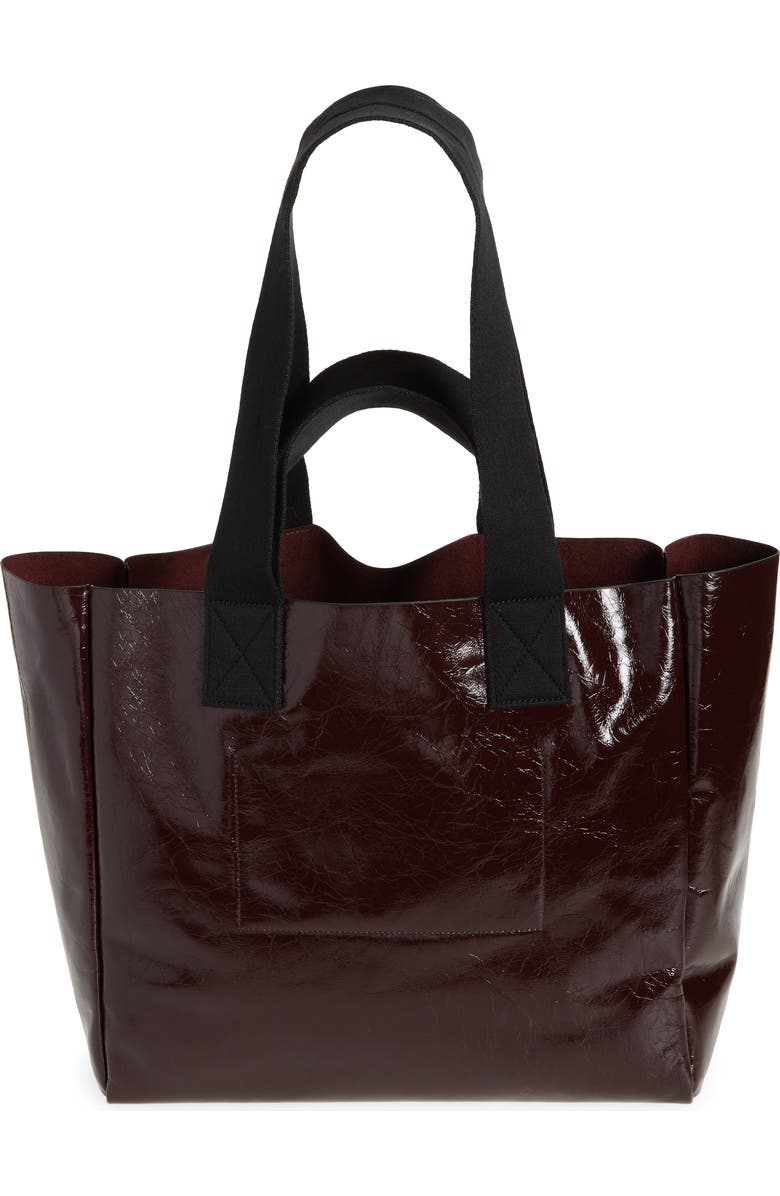 AllSaints Izzy Patent Leather Tote, Alternate, color,