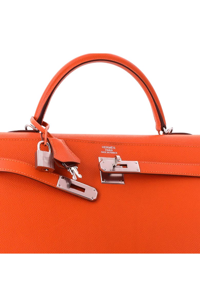 Pre-Owned Hermes Kelly Handbag Orange Epsom with Palladium Hardware 35, Alternate, color, Feu