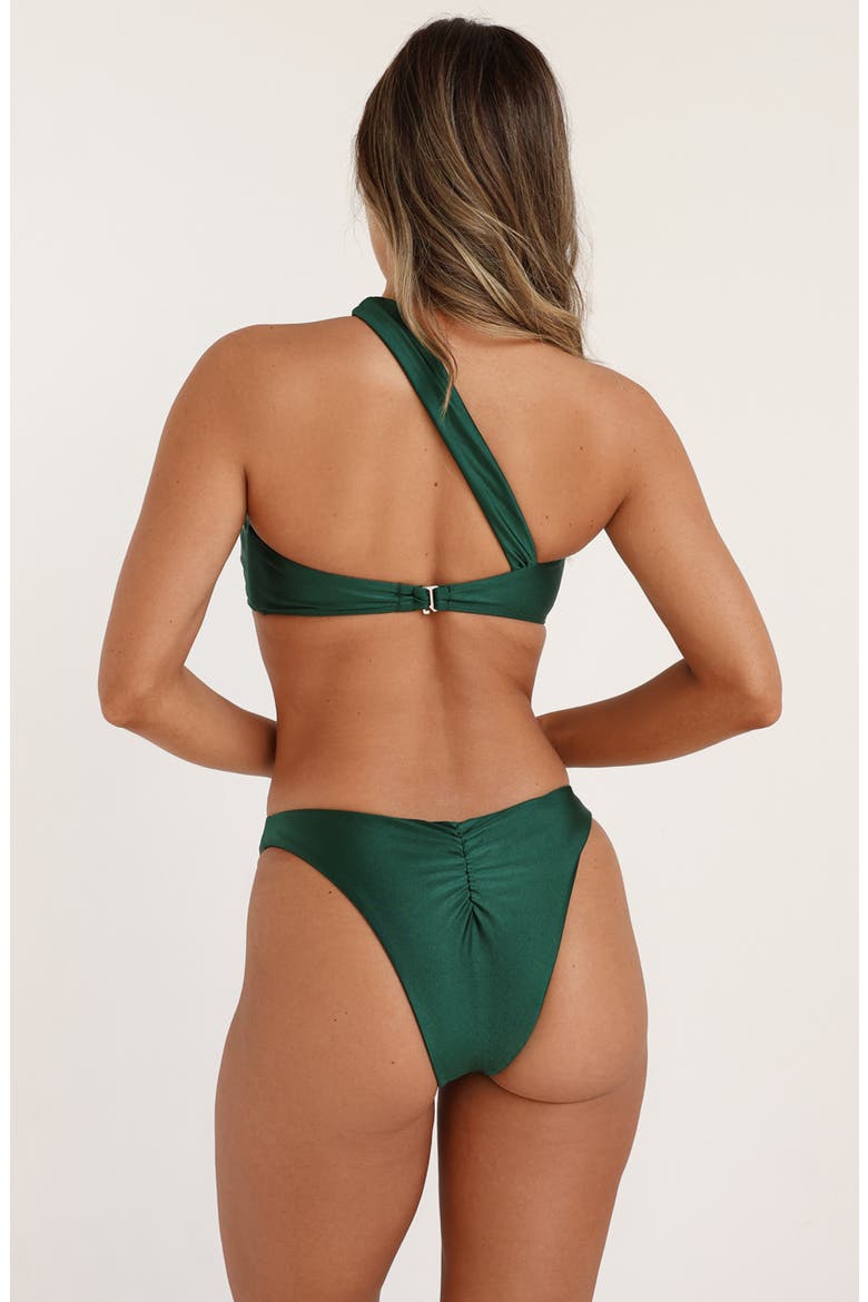 Frankie Asymmetrical Bandeau Bikini Top, Alternate, color, Hunter