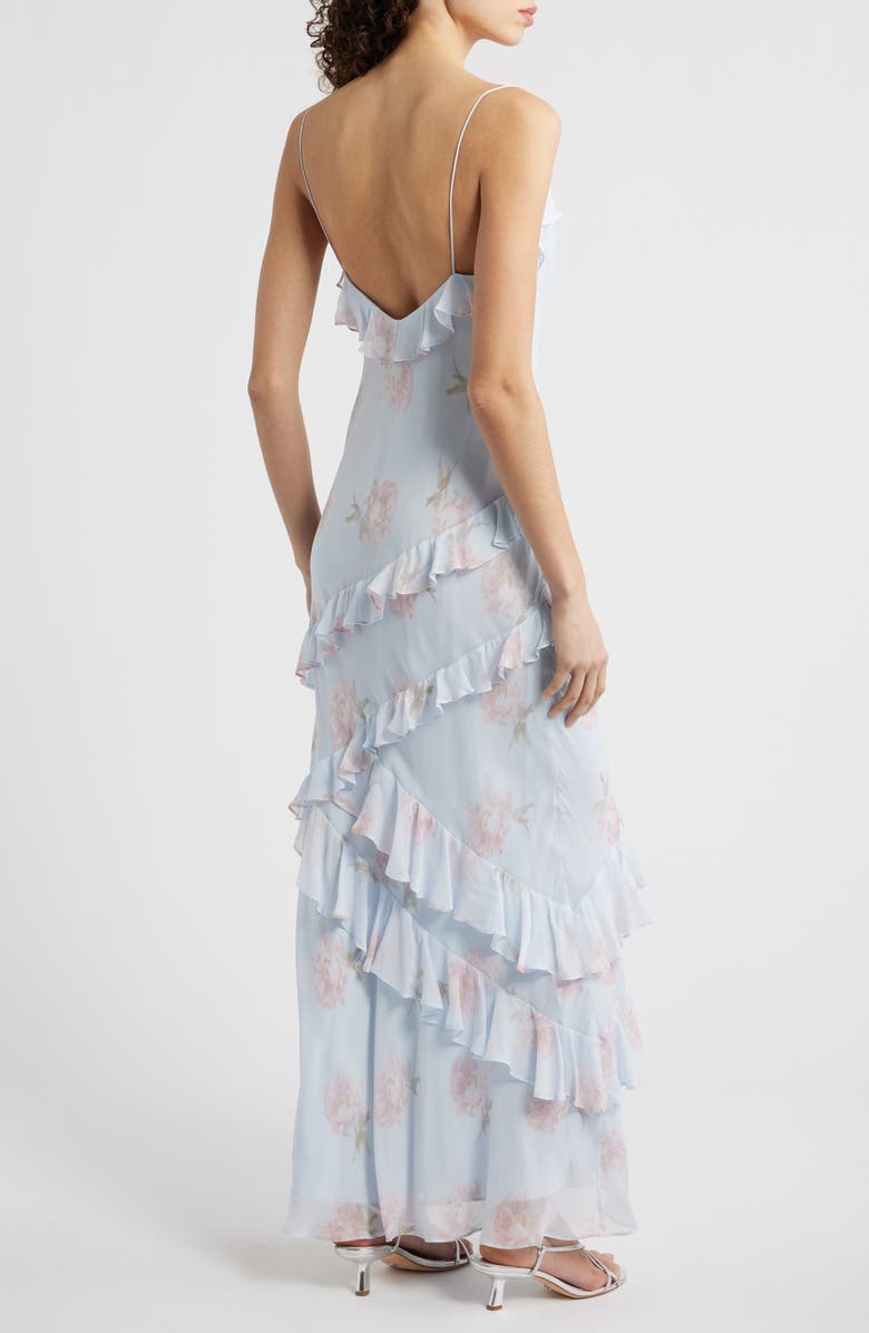 LoveShackFancy Rialto Floral Ruffle Dress, Alternate, color, Blue Roan