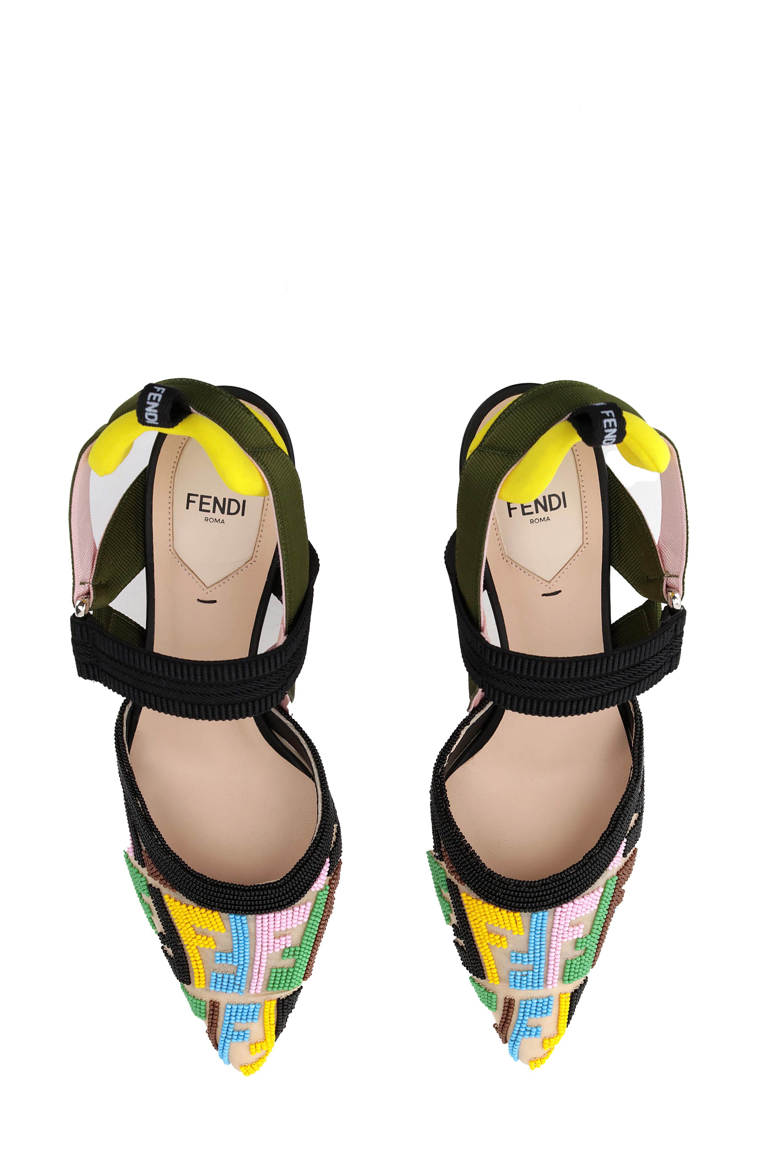 Fendi x Sarah Coleman Colibrì FF Vertigo Beaded Pointed Toe Slingback Pump, Alternate, color, 