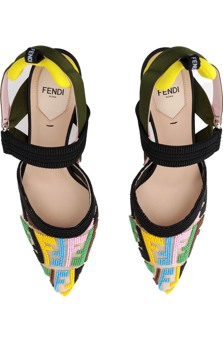 Fendi x Sarah Coleman Colibrì FF Vertigo Beaded Pointed Toe Slingback Pump, Alternate, color,