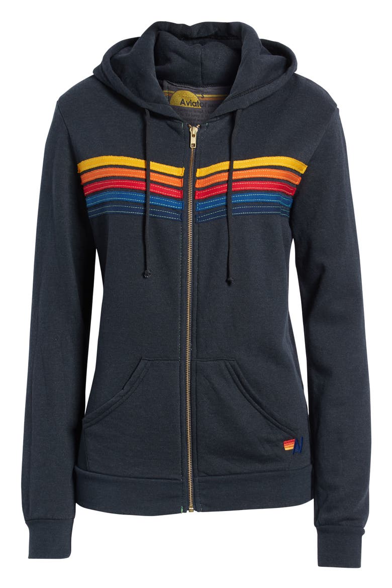 5-Stripe Zip Hoodie, Alternate, color, CHARCOAL