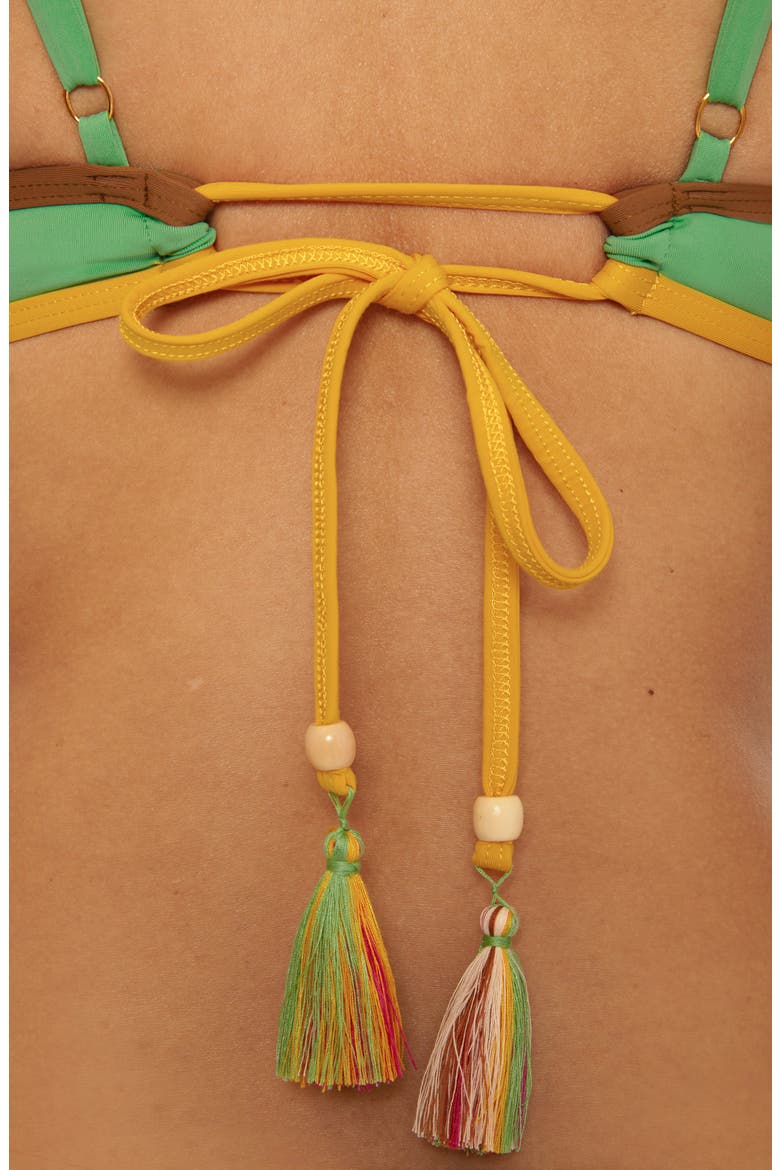 Maldives Pom Trim Bikini Top, Alternate, color, SEA GRASS