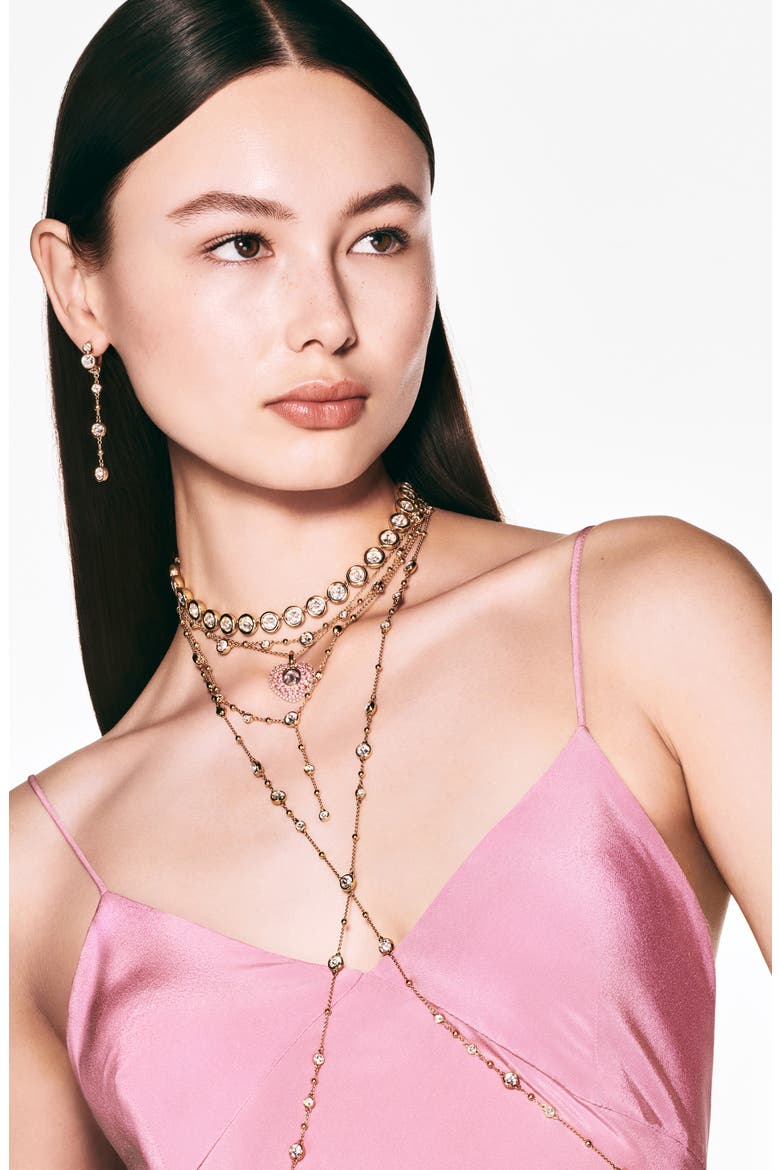 Imber Crystal Station Necklace, Alternate, color, GOLD