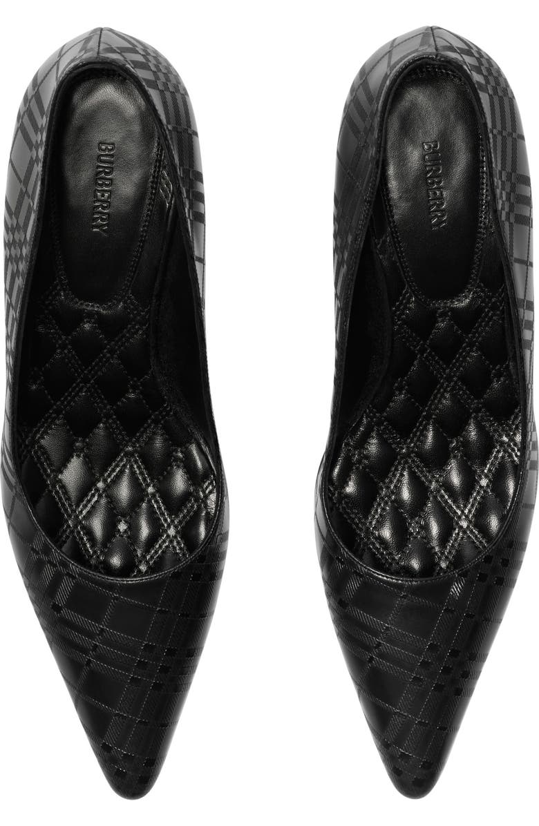 Burberry Check Leather Dame Low Pumps, Alternate, color, Black