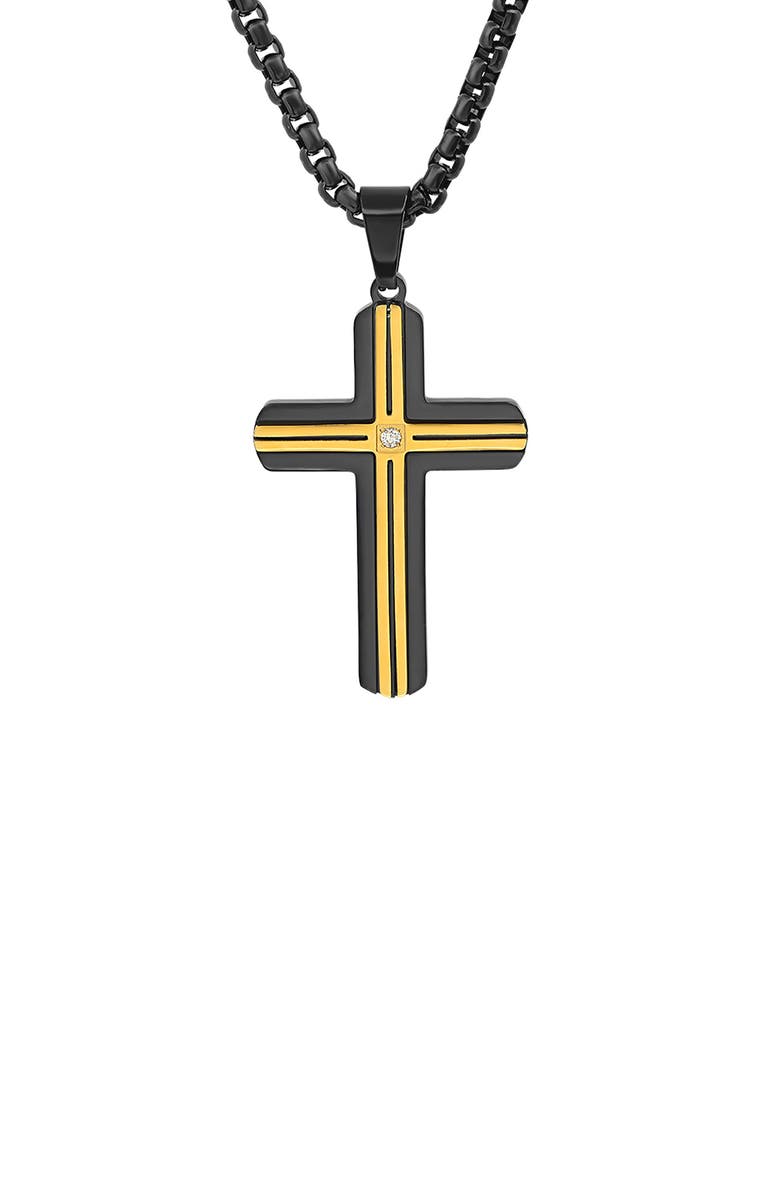 HMY JEWELRY Two-Tone Cross Pendant Necklace, Alternate, color, 