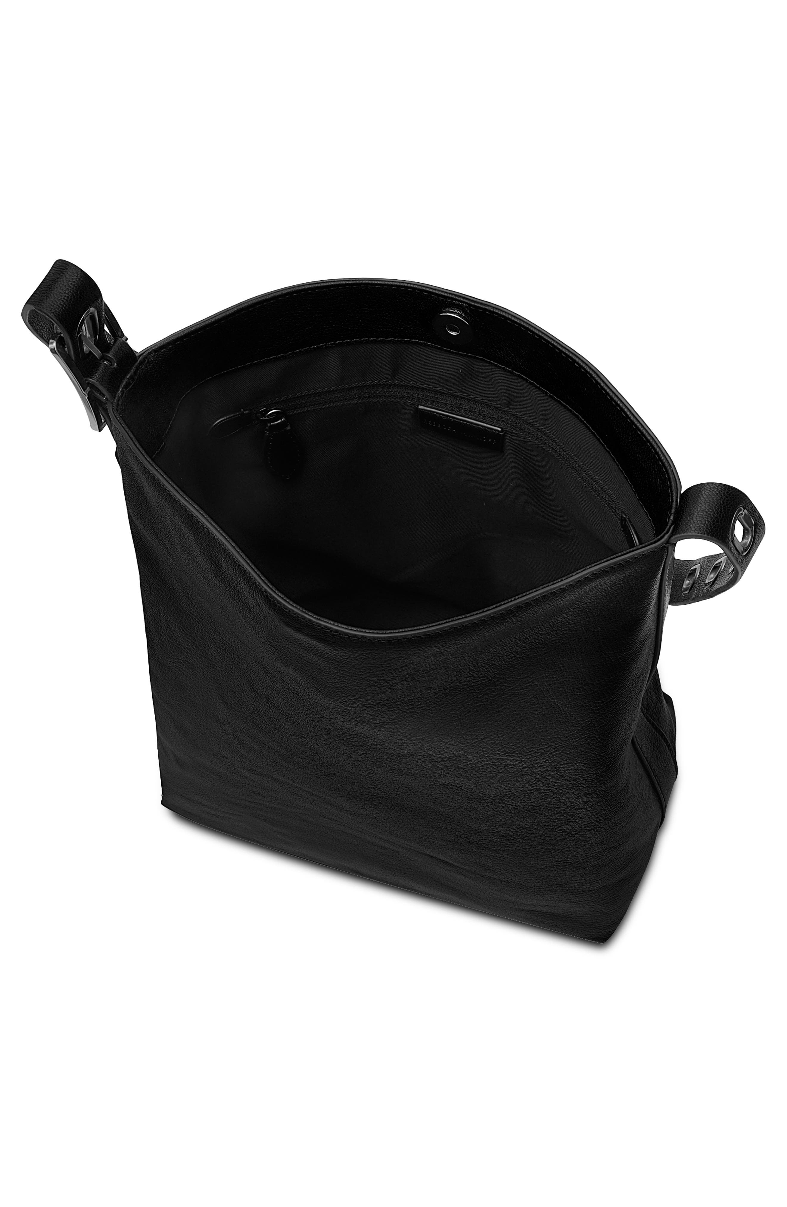 Rebecca Minkoff Crosby Leather Bucket Bag, Alternate, color, Black