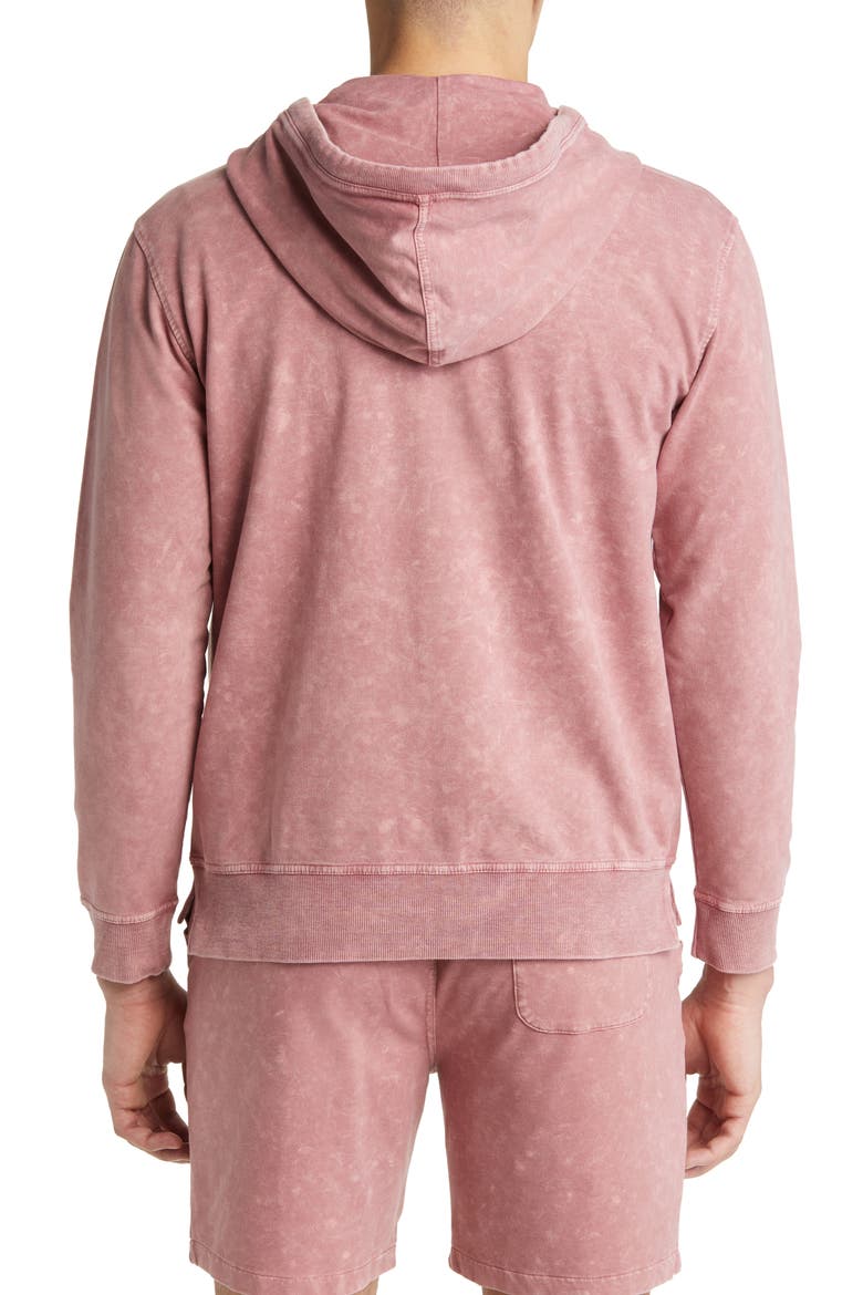 Acid Wash Zip Front Fleece Hoodie, Alternate, color, DUS/ROS