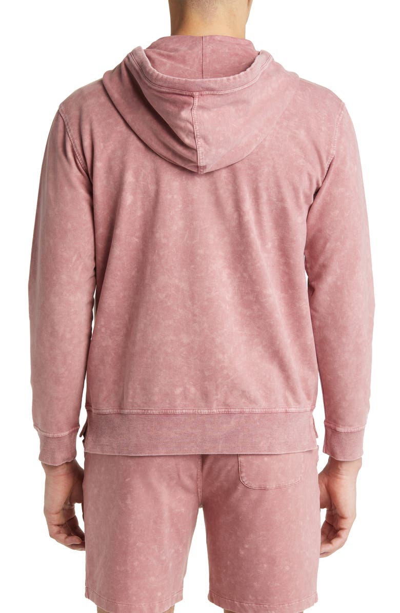 Stone Rose Acid Wash Zip Front Fleece Hoodie, Alternate, color, Dus/Ros