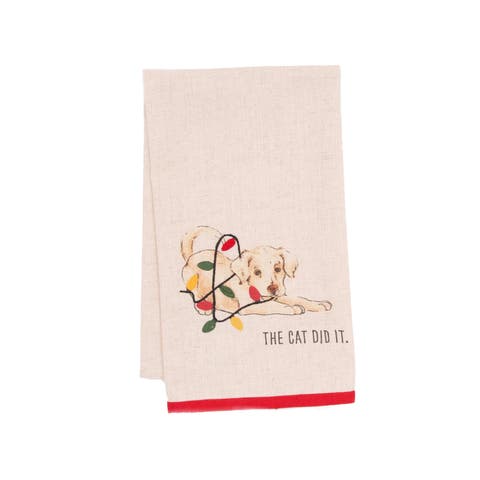Lab Pet Dog Tangled in Christmas Light Bulbs Towel