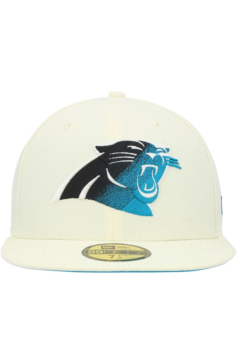 New Era Men's New Era Cream Carolina Panthers Chrome Color Dim 59FIFTY Fitted Hat, Alternate, color, 