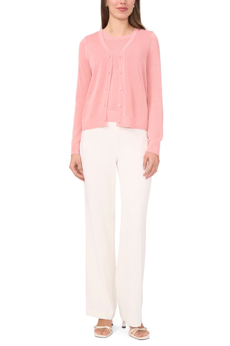 V-Neck Cardigan, Alternate, color, BRIDAL ROSE