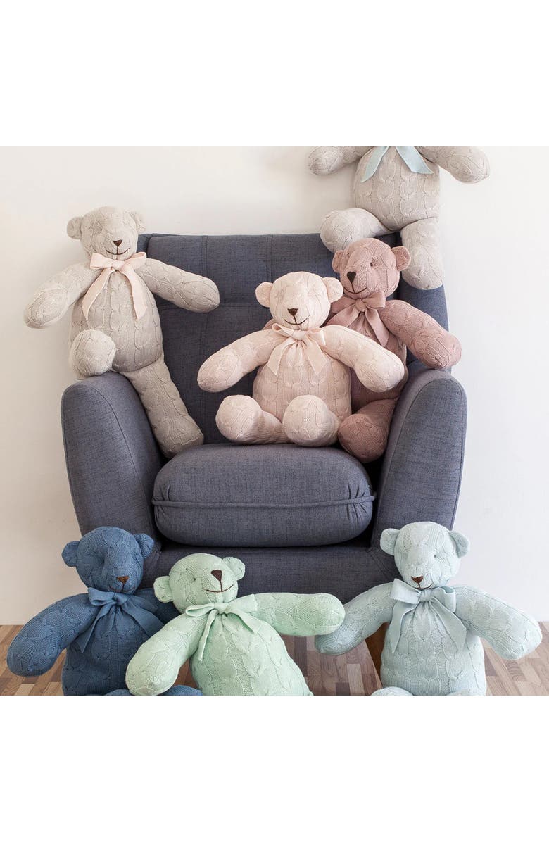RIAN TRICOT Plush Cable Knit Teddy Bear, Alternate, color, Mint