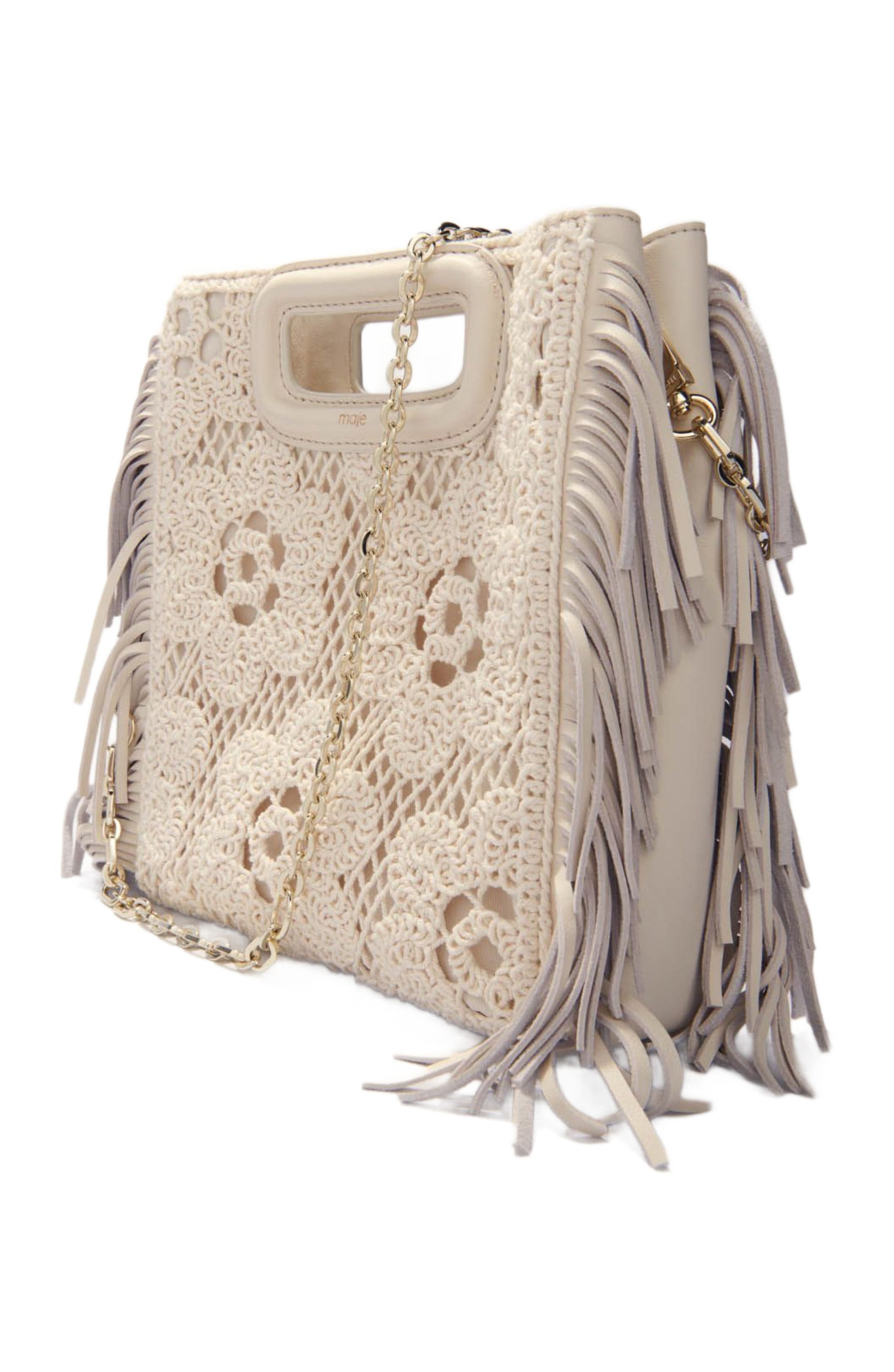 maje Crochet-knit M bag, Alternate, color, 