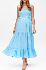 Pietro Brunelli Maternity Cotton & Linen Maternity Maxi Dress